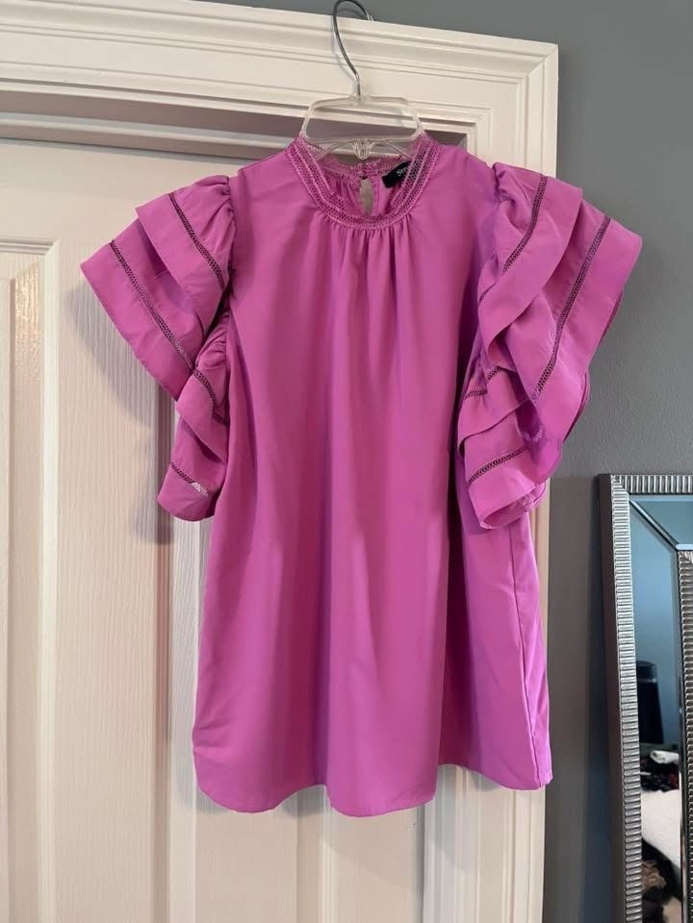 Strut & Bolt Pink Ruffle Sleeve Top - Picture 3 of 3